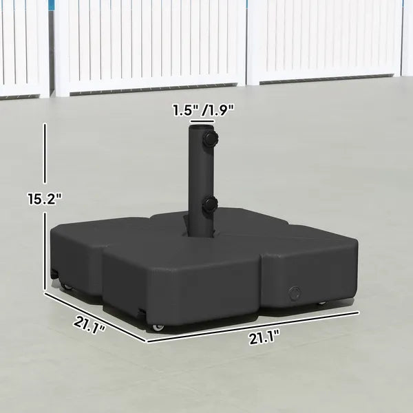 Outsunny Patio Umbrella Base with Wheels Outdoor Umbrella Stand Holder for 1.5"/1.9" Poles Black - product image 3