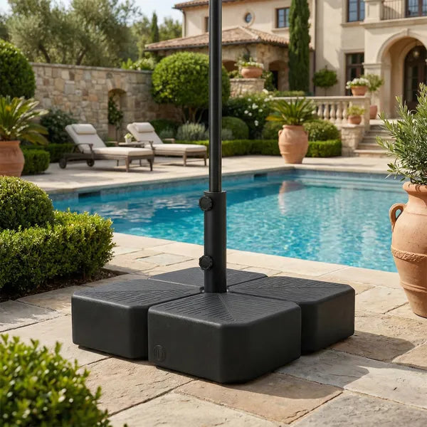 Outsunny Patio Umbrella Base with Wheels Outdoor Umbrella Stand Holder for 1.5"/1.9" Poles Black - product image 8