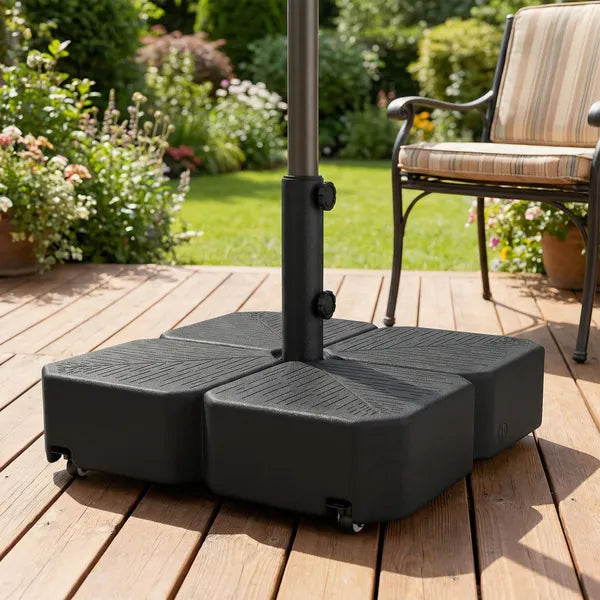 Outsunny Patio Umbrella Base with Wheels Outdoor Umbrella Stand Holder for 1.5"/1.9" Poles Black - product image 2