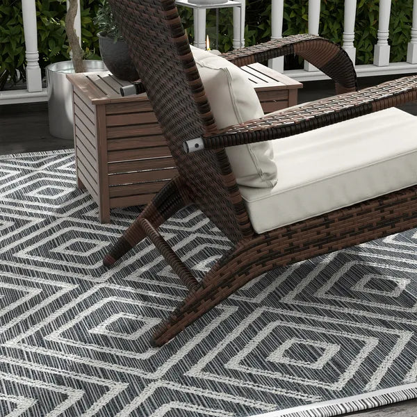 Outsunny Patio Wicker Adirondack Chair with Ottoman, Cream White Cushions, High-Back and Large Seat, Outdoor Fire Pit Chair, Deck, Garden, Backyard - product image 8