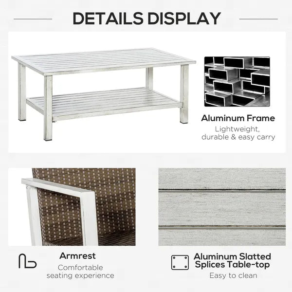 Outsunny 5 Piece Aluminum Patio Furniture Set with PE Rattan Accents Brown and Gray - product image 7