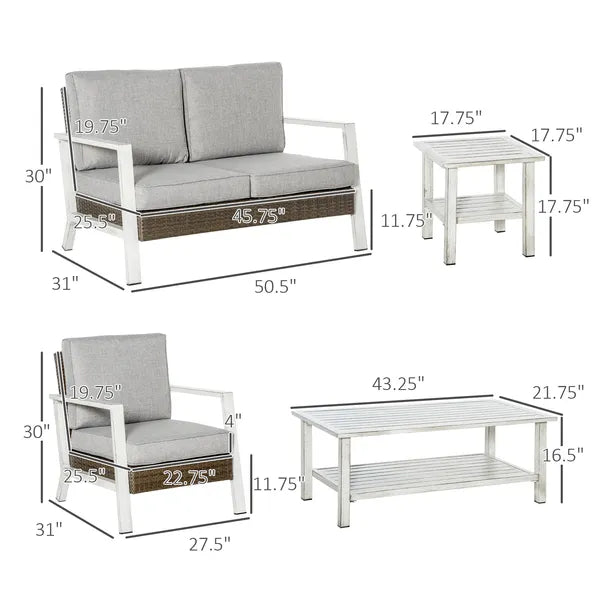 Outsunny 5 Piece Aluminum Patio Furniture Set with PE Rattan Accents Brown and Gray - product image 3