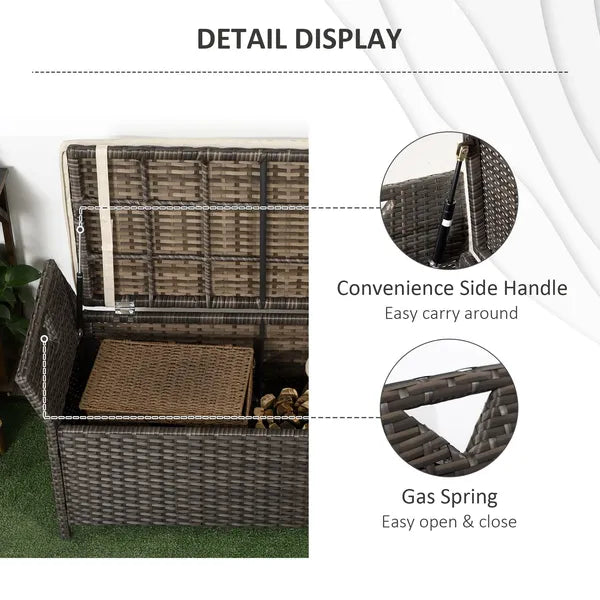 Outsunny Patio Wicker Storage Bench Red 27 Gallon Outdoor PE Rattan Furniture Large Capacity Footstool Rectangle Box - product image 7