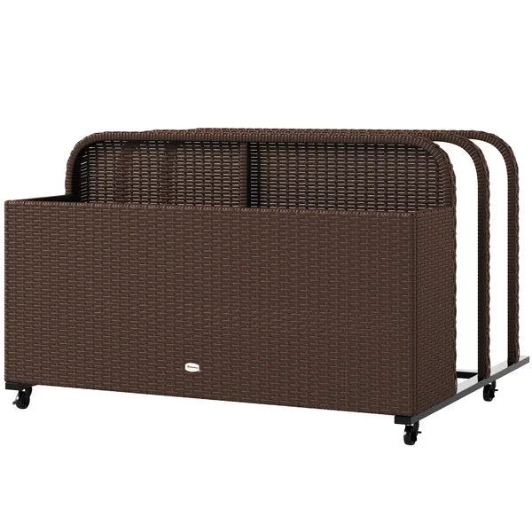 PE Rattan Pool Float Storage Organizer with Wheels, Brown - product image 1