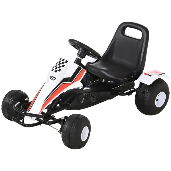 Pedal Go Kart Children Ride on Car Racing Style with Adjustable Seat, Plastic Wheels, Handbrake and Shift Lever, White - product image 11