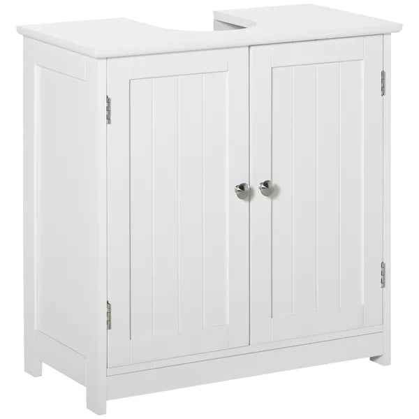 Kleankin Pedestal Sink Cabinet White Bathroom Vanity Storage with U-Shape Cut-Out Adjustable Shelf - product image 13