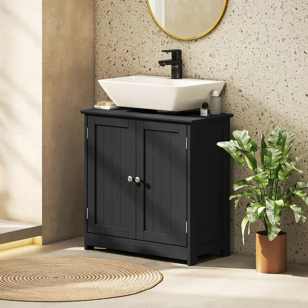 Kleankin Pedestal Sink Storage Cabinet, Bathroom Sink Cabinet with U-Shape Cut-Out and Adjustable Shelf, Black - product image 9