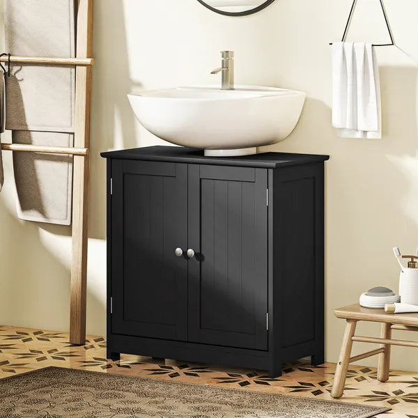 Kleankin Pedestal Sink Storage Cabinet, Bathroom Sink Cabinet with U-Shape Cut-Out and Adjustable Shelf, Black - product image 10