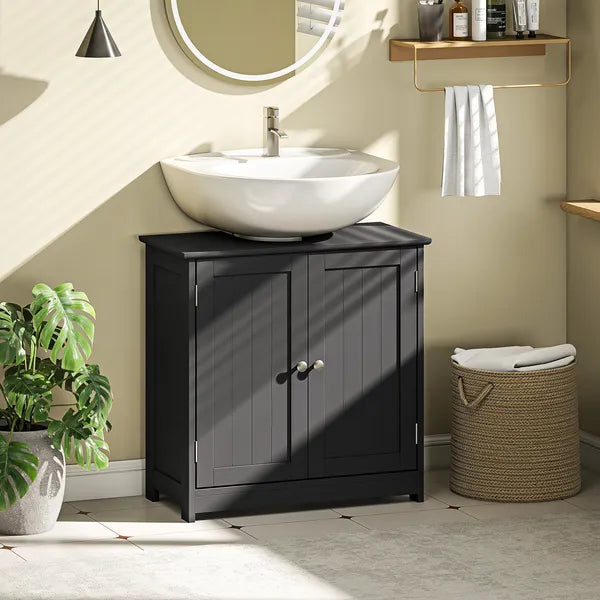 Kleankin Pedestal Sink Storage Cabinet, Bathroom Sink Cabinet with U-Shape Cut-Out and Adjustable Shelf, Black - product image 8