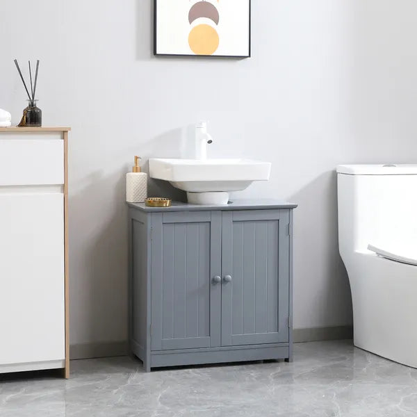 Pedestal Sink Storage Cabinet Bathroom Vanity with Doors Shelf Grey - product image 10
