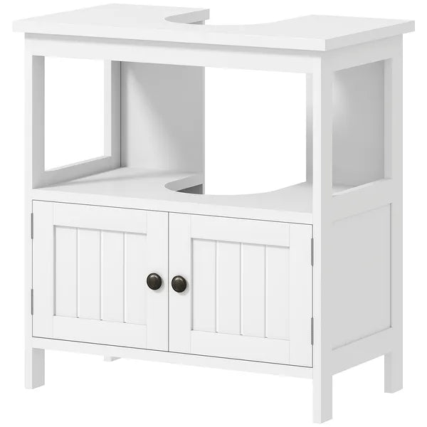 Kleankin Pedestal Under Sink Cabinet Double Doors Modern Vanity Storage Unit Shelves White - product image 12