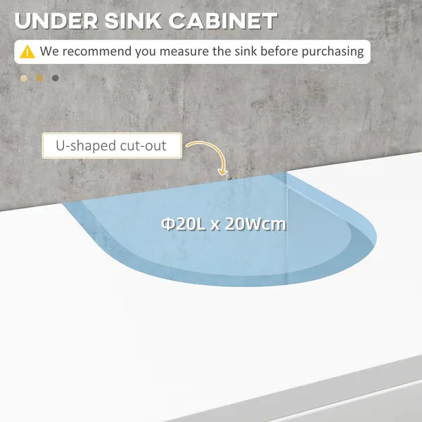 Kleankin Pedestal Under Sink Cabinet Double Doors Modern Vanity Storage Unit Shelves White - product image 4