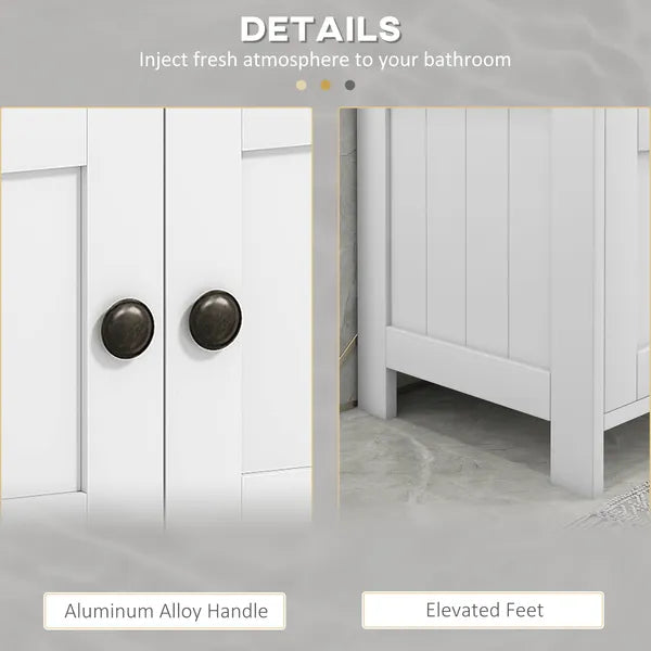 Kleankin Pedestal Under Sink Cabinet Double Doors Modern Vanity Storage Unit Shelves White - product image 6