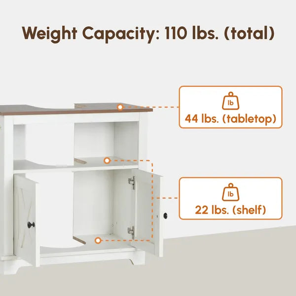 Kleankin Pedestal Vanity Cabinet White 2-Door Bathroom Sink Cabinet with Shelves - product image 4