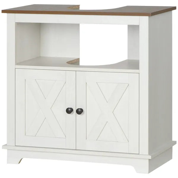 Kleankin Pedestal Vanity Cabinet White 2-Door Bathroom Sink Cabinet with Shelves - product image 12