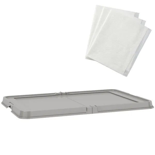 PawHut Pee Pad Holder Foldable Dog Litter Box with 3 Disposable Pads, 33.9" x 24.4", Gray - product image 11