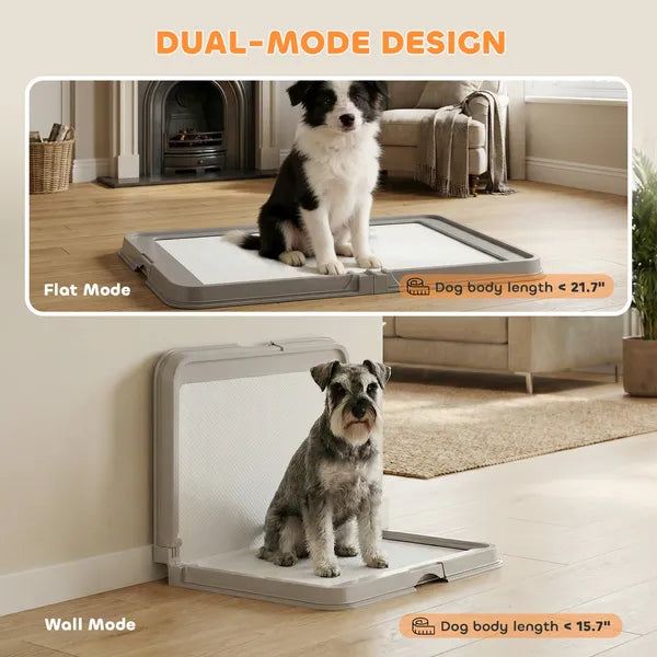 PawHut Pee Pad Holder Foldable Dog Litter Box with 3 Disposable Pads, 33.9" x 24.4", Gray - product image 4