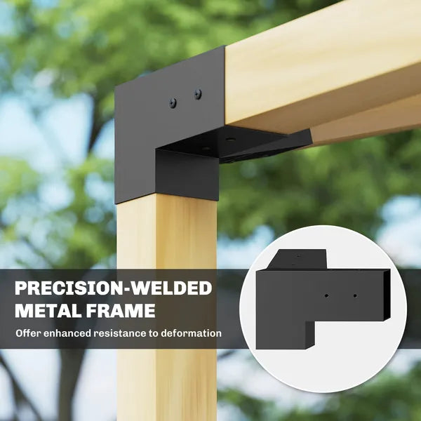 Outsunny Pergola Kit, 15 Degree Slanted Pergola Bracket Kit with 3-Way Brackets, Post Bases, Wall Mounts for 3.6" X 3.6" Lumber, Black - product image 6