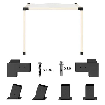 Outsunny Pergola Kit, 15 Degree Slanted Pergola Bracket Kit with 3-Way Brackets, Post Bases, Wall Mounts for 3.6" X 3.6" Lumber, Black - product image 1