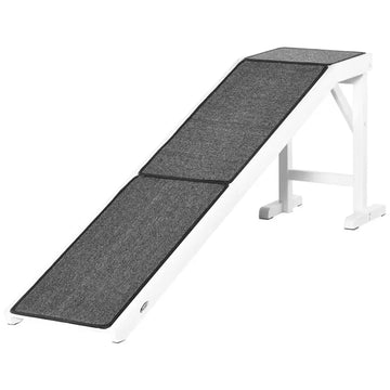 Pet Ramp for Dogs Non-slip Carpet Top Platform Pine Wood 74"L x 16"W x 25"H, Grey, White - product image 1