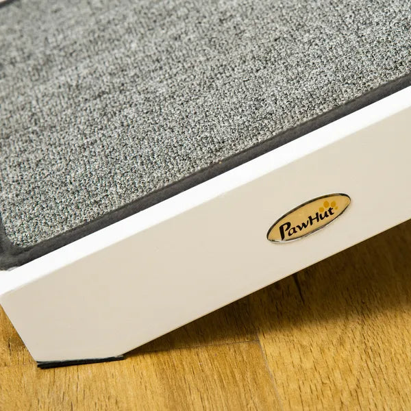 Pet Ramp for Dogs Non-slip Carpet Top Platform Pine Wood 74"L x 16"W x 25"H, Grey, White - product image 7