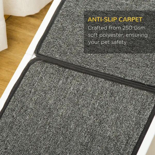 Pet Ramp for Dogs Non-slip Carpet Top Platform Pine Wood 74"L x 16"W x 25"H, Grey, White - product image 6