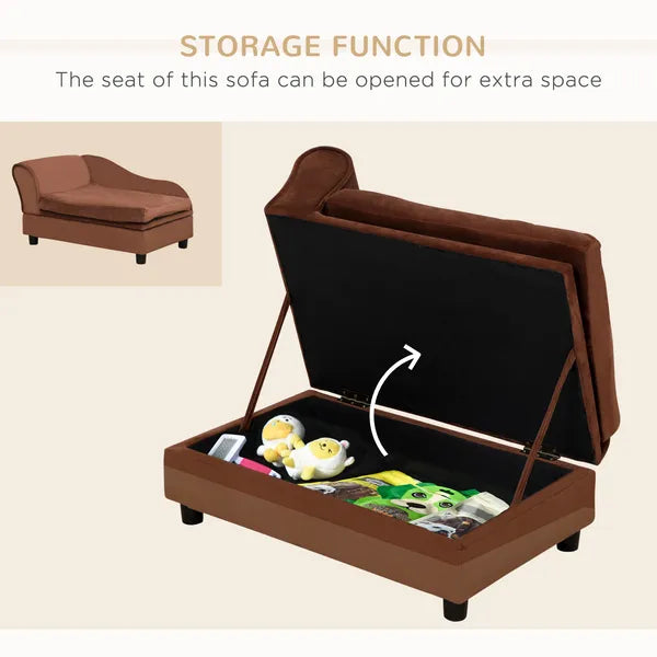 Pet Sofa Bed Couch with Storage, Pet Sofa for Cats and Small Dogs, Brown - product image 5