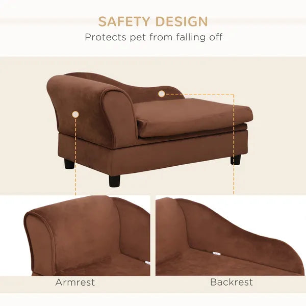 Pet Sofa Bed Couch with Storage, Pet Sofa for Cats and Small Dogs, Brown - product image 6