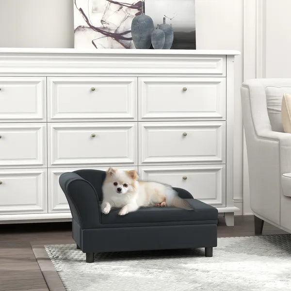 PawHut Pet Sofa Bed Couch with Storage, Pet Sofa for Cats and Small Dogs, Dark Gray - product image 10