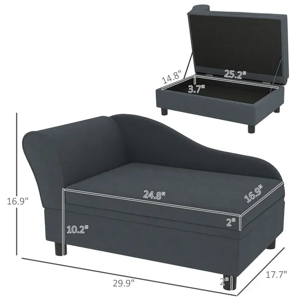 PawHut Pet Sofa Bed Couch with Storage, Pet Sofa for Cats and Small Dogs, Dark Gray - product image 3