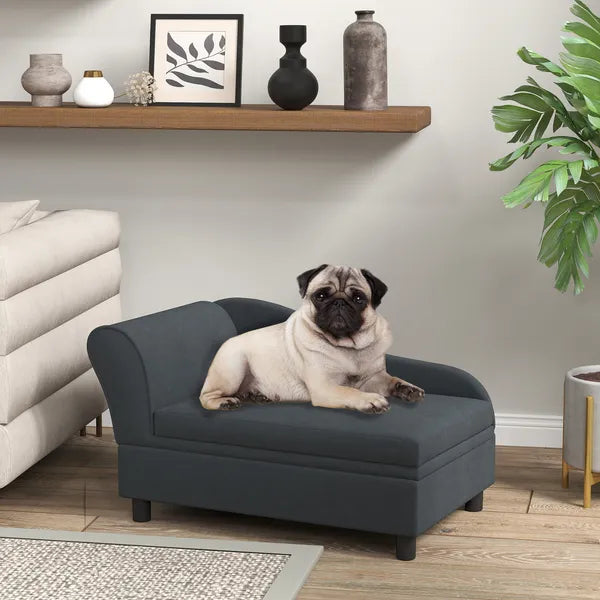 PawHut Pet Sofa Bed Couch with Storage, Pet Sofa for Cats and Small Dogs, Dark Gray - product image 2