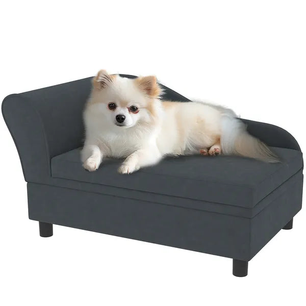 PawHut Pet Sofa Bed Couch with Storage, Pet Sofa for Cats and Small Dogs, Dark Gray - product image 11
