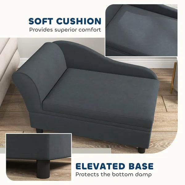 PawHut Pet Sofa Bed Couch with Storage, Pet Sofa for Cats and Small Dogs, Dark Gray - product image 7