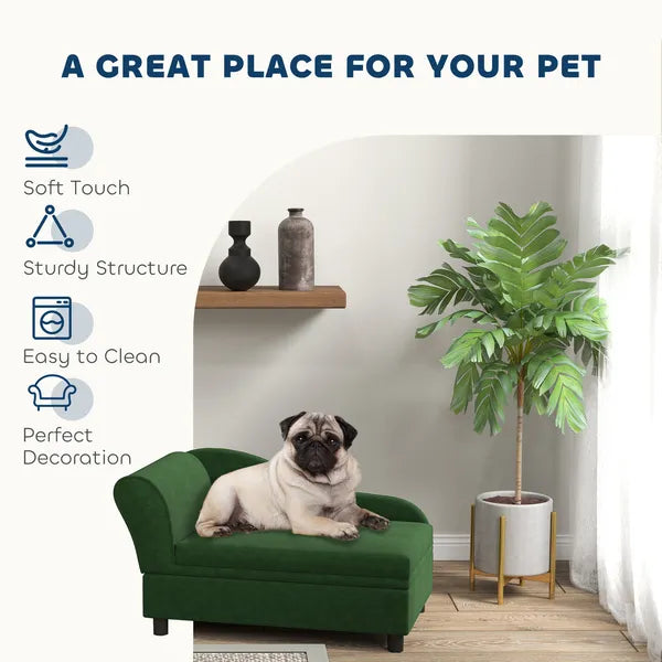 PawHut Pet Sofa Bed Couch with Storage, Pet Sofa for Cats and Small Dogs, Green - product image 4