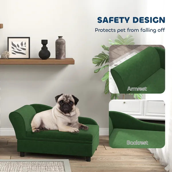PawHut Pet Sofa Bed Couch with Storage, Pet Sofa for Cats and Small Dogs, Green - product image 6