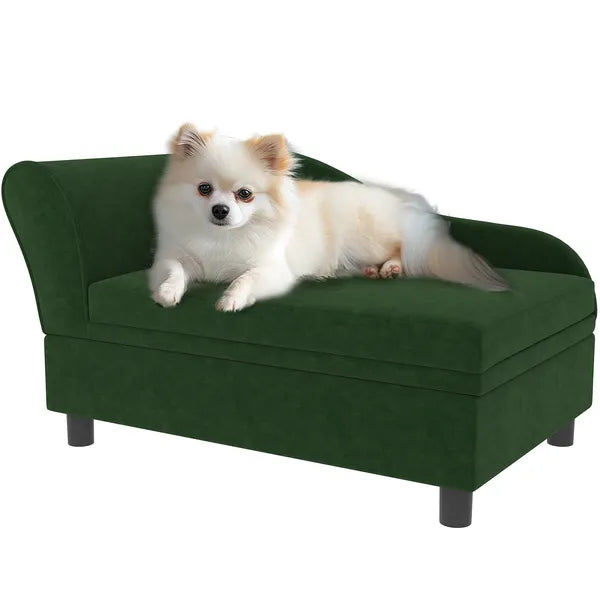 PawHut Pet Sofa Bed Couch with Storage, Pet Sofa for Cats and Small Dogs, Green - product image 11