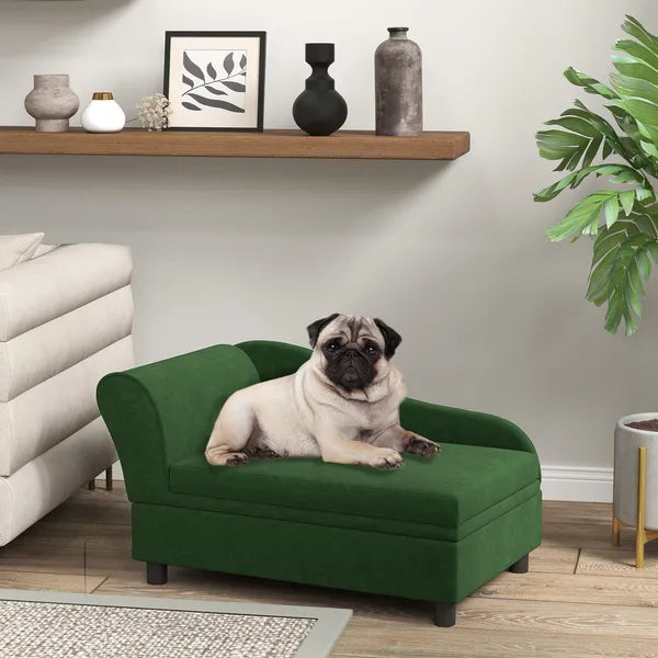 PawHut Pet Sofa Bed Couch with Storage, Pet Sofa for Cats and Small Dogs, Green - product image 2