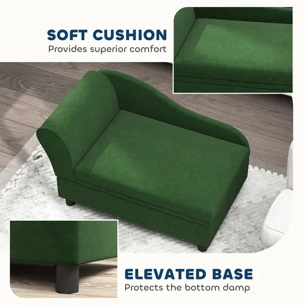PawHut Pet Sofa Bed Couch with Storage, Pet Sofa for Cats and Small Dogs, Green - product image 7