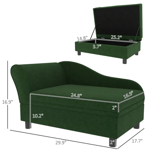 PawHut Pet Sofa Bed Couch with Storage, Pet Sofa for Cats and Small Dogs, Green - product image 3