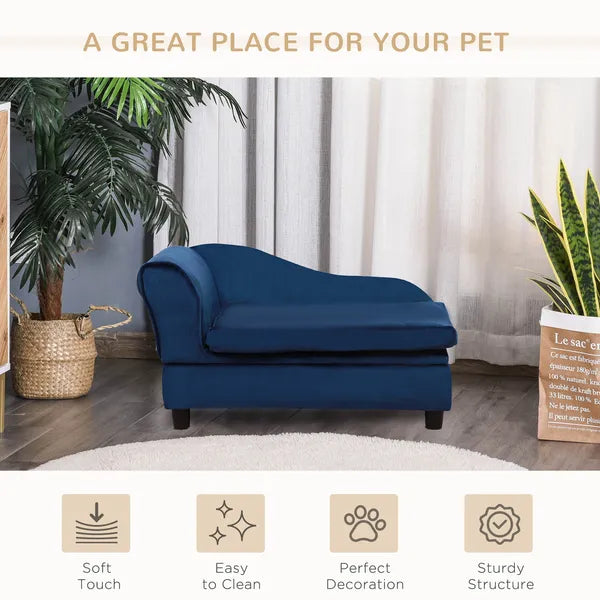 PawHut Pet Sofa Bed with Storage, Cushy Couch for Cats and Small Dogs, Soft Foam Couch, Modern Pet Furniture, Blue - product image 8