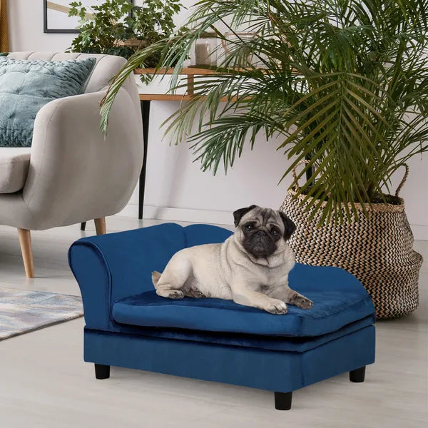 PawHut Pet Sofa Bed with Storage, Cushy Couch for Cats and Small Dogs, Soft Foam Couch, Modern Pet Furniture, Blue - product image 2