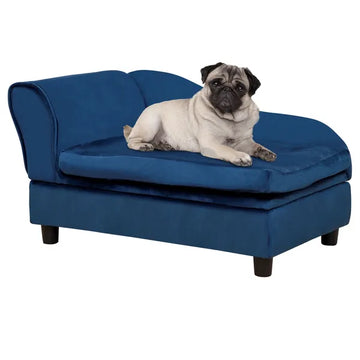 PawHut Pet Sofa Bed with Storage, Cushy Couch for Cats and Small Dogs, Soft Foam Couch, Modern Pet Furniture, Blue - product image 1