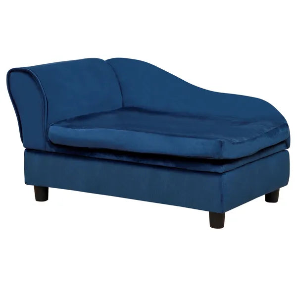 PawHut Pet Sofa Bed with Storage, Cushy Couch for Cats and Small Dogs, Soft Foam Couch, Modern Pet Furniture, Blue - product image 11