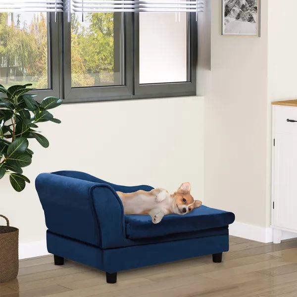 PawHut Pet Sofa Bed with Storage, Cushy Couch for Cats and Small Dogs, Soft Foam Couch, Modern Pet Furniture, Blue - product image 10