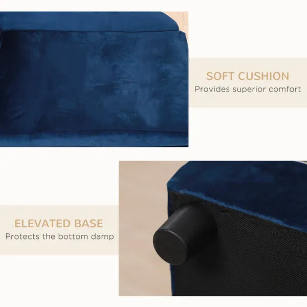 PawHut Pet Sofa Bed with Storage, Cushy Couch for Cats and Small Dogs, Soft Foam Couch, Modern Pet Furniture, Blue - product image 7