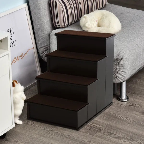 4 Step Pet Stairs with Cushioned Removable Cover for Small Dogs and Cats, Brown - product image 2
