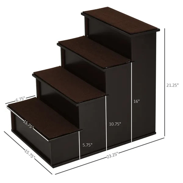 4 Step Pet Stairs with Cushioned Removable Cover for Small Dogs and Cats, Brown - product image 3
