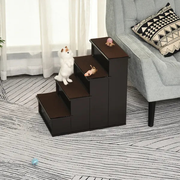 4 Step Pet Stairs with Cushioned Removable Cover for Small Dogs and Cats, Brown - product image 10