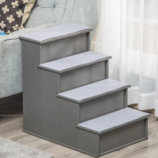 PawHut Pet Stairs Small Dog Steps for Couch Bed with Cushioned Cover Grey - product image 10