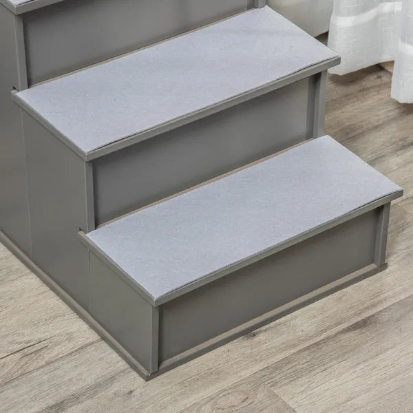 PawHut Pet Stairs Small Dog Steps for Couch Bed with Cushioned Cover Grey - product image 9